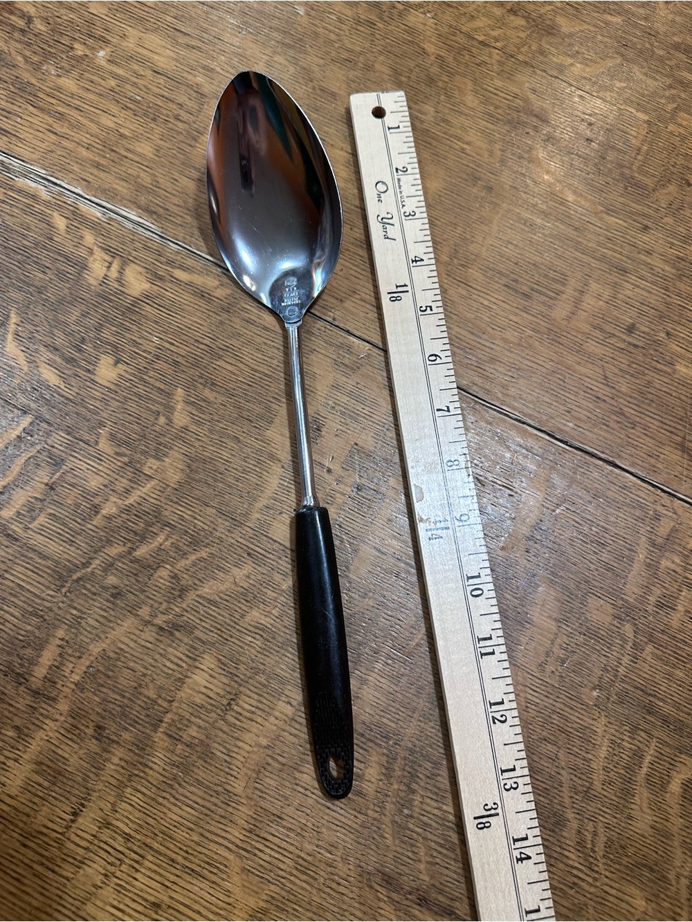Ekco vintage chromium played Serving Spoon with Black Handle